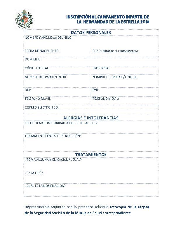Autorizacion Campamento 2018
