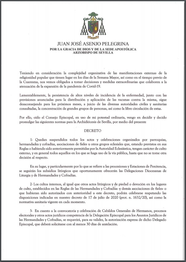 decreto suspension procesiones