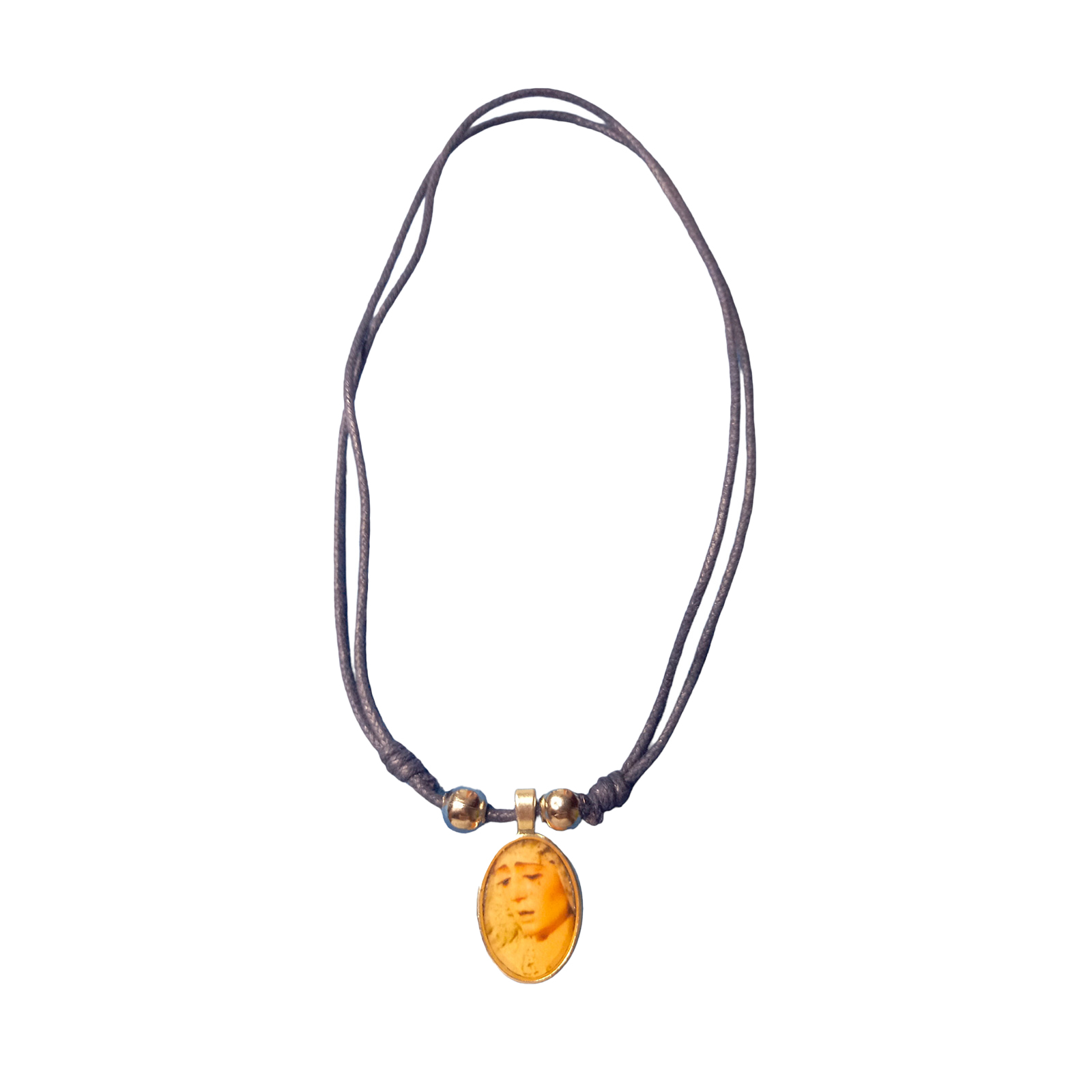Colgante cordón morado Virgen