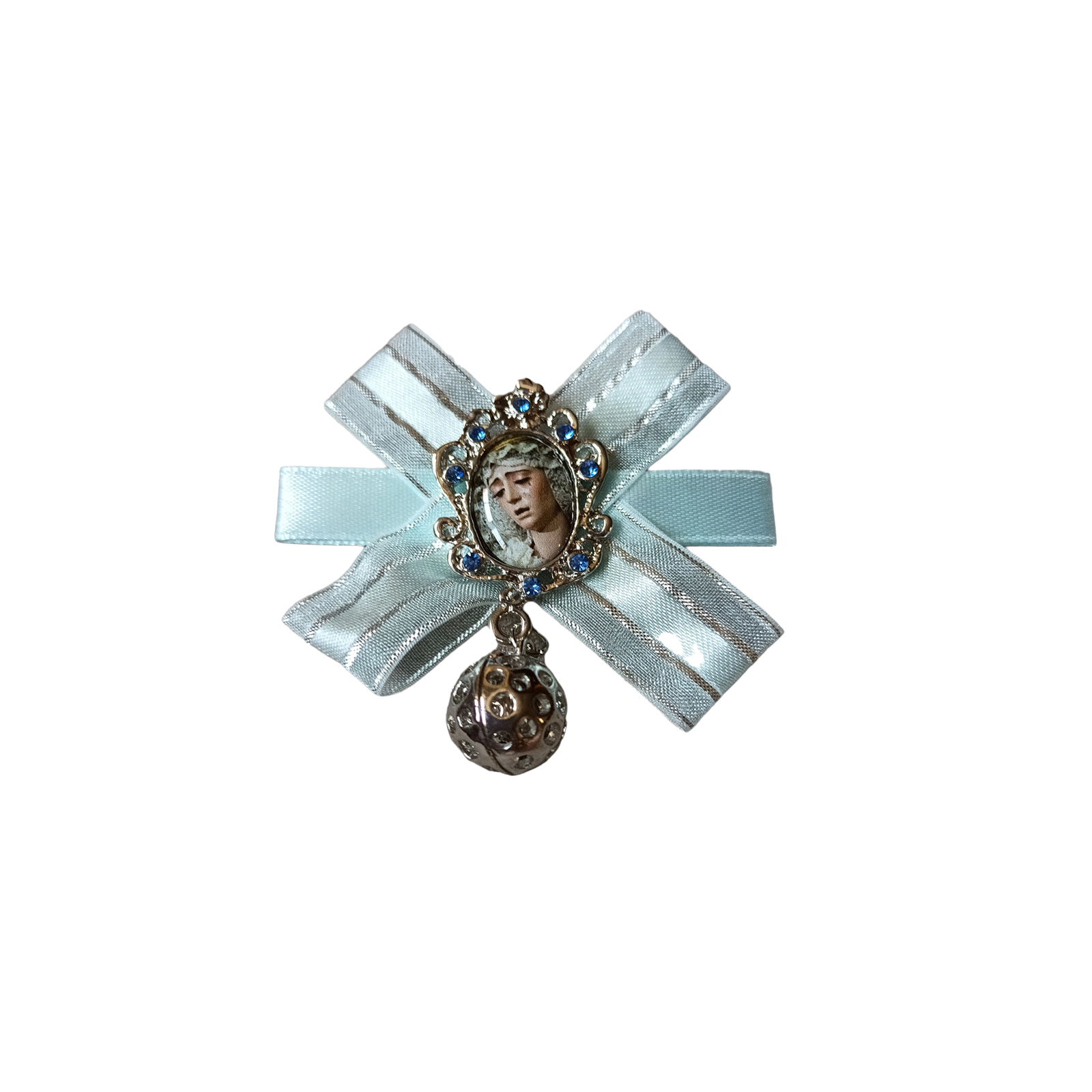 Medallón cuna Virgen azul