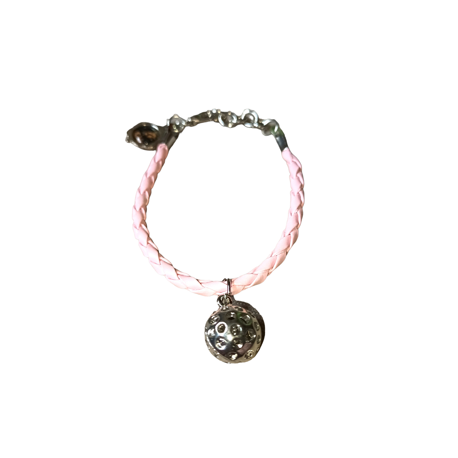 Pulsera trenzada rosa llamador Angel Cristo/Virgen