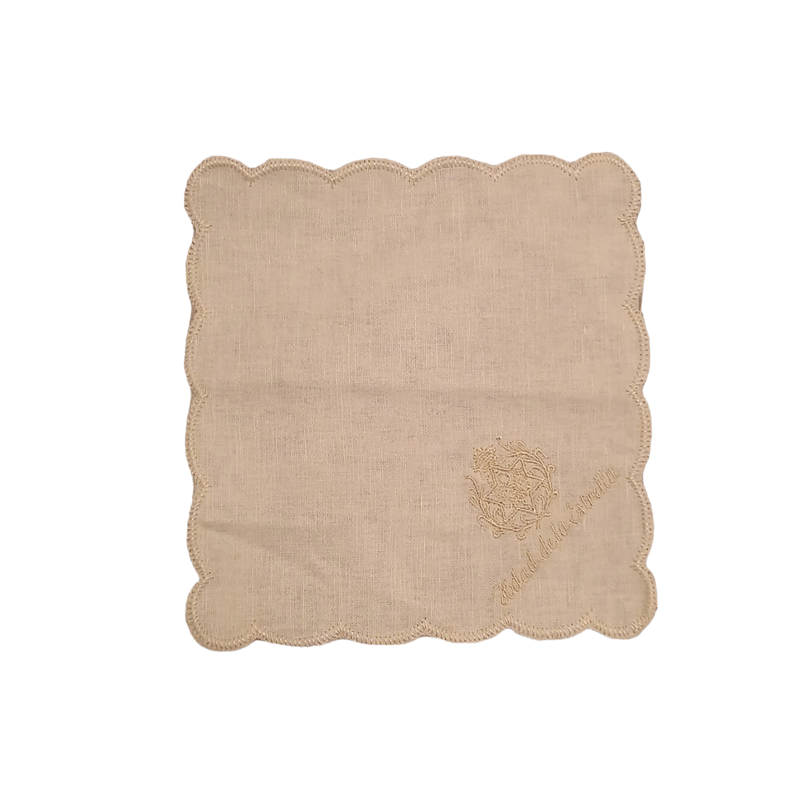 Pañuelo cuadrado marfil Escudo bordado