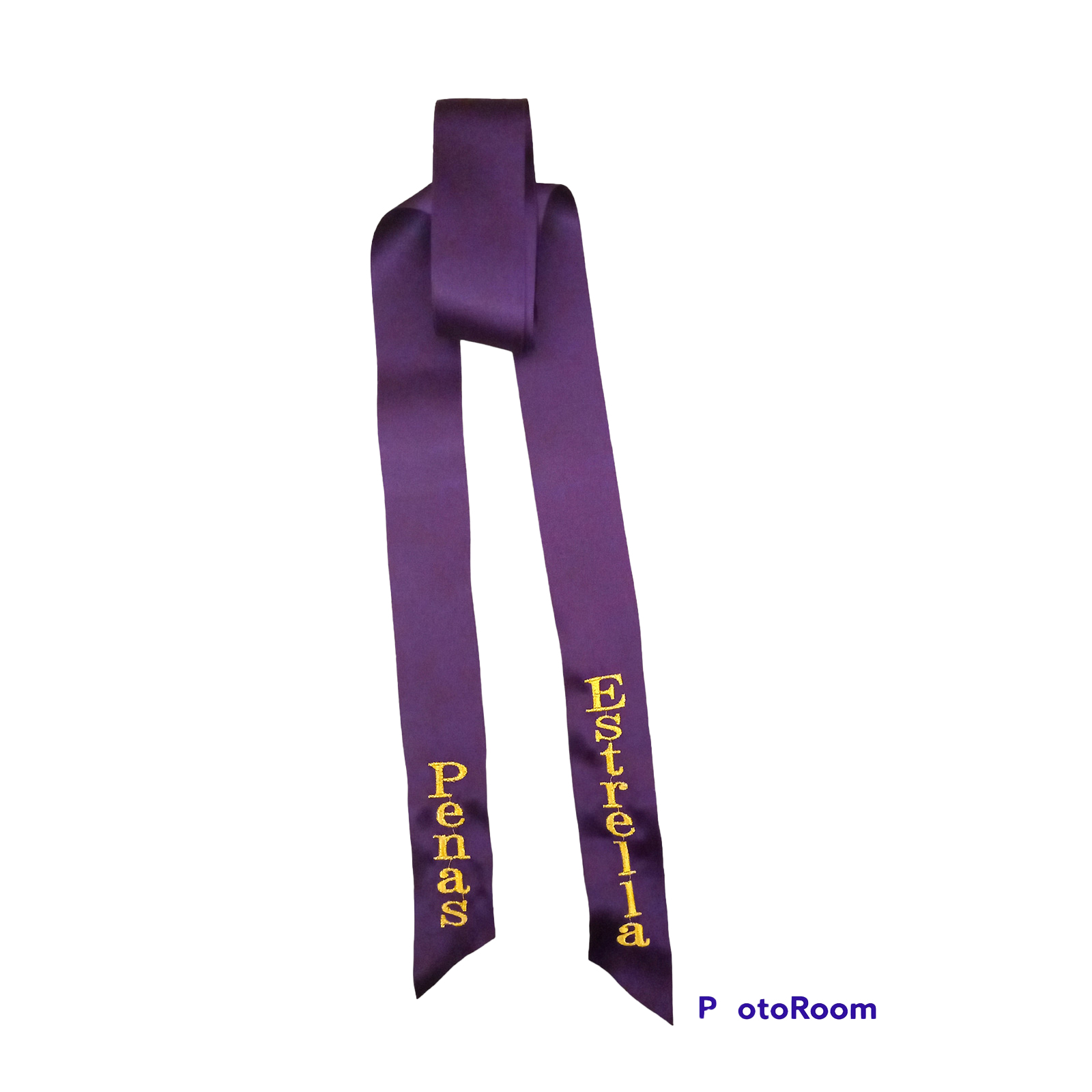 Lazo raso bordado morado PENAS/ESTRELLA