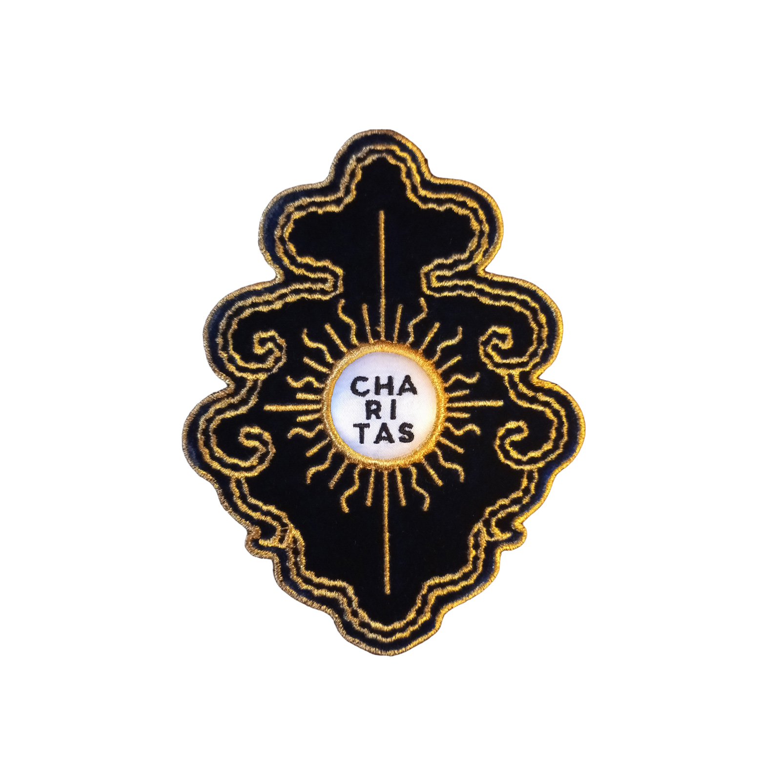 Escudo antifaz antiguo Virgen CHARITAS grande