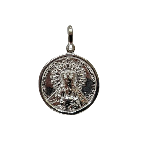 Medalla plata Virgen redonda 17 mm