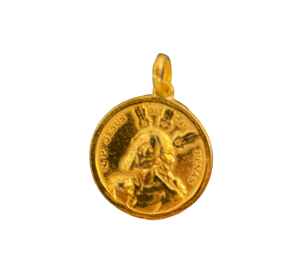 Medalla Cristo plata sobredorada mediana 22 mm