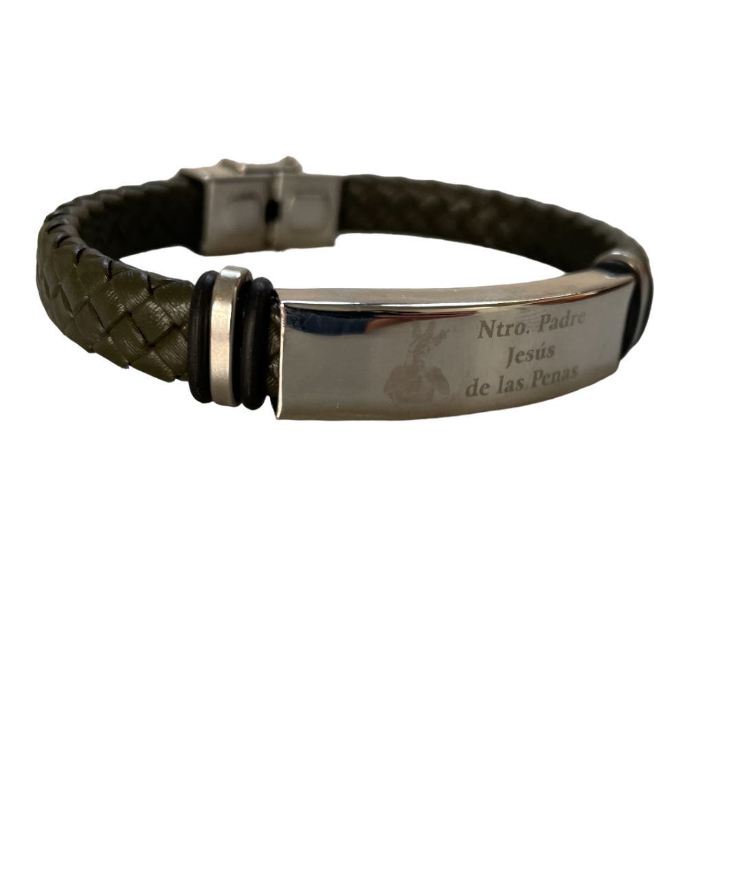 Pulsera de caballero con leyenda del Cristo grabada - Imagen 3
